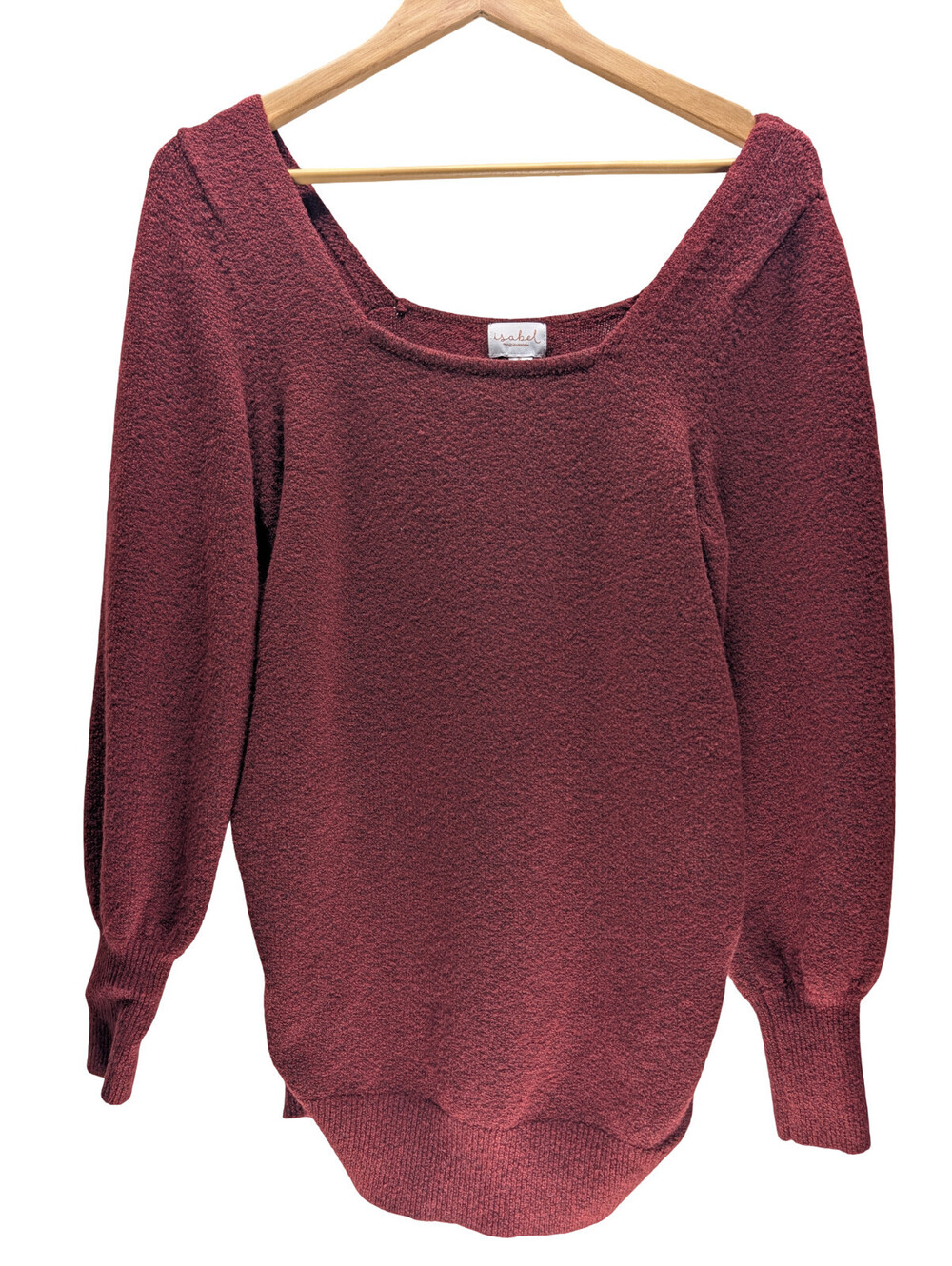 Isabel Sweater Balloon Sleeve Knit Burgundy Wine Red